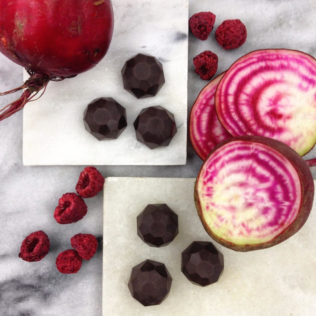 Beet Poet bonbons made with ruby beet juice