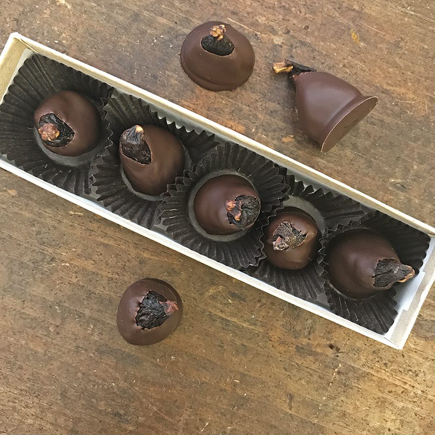 box of chocolate dipped figs