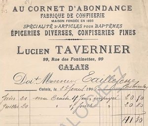 old document from the tavernier family with writing in french
