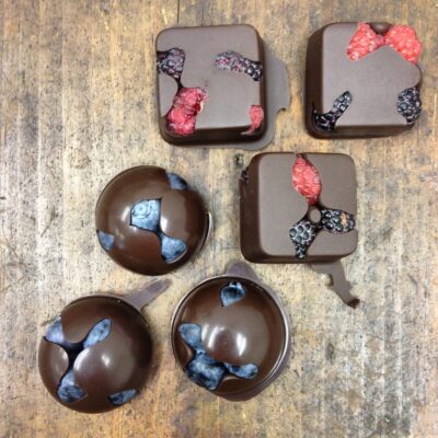 fresh berries in chocolate