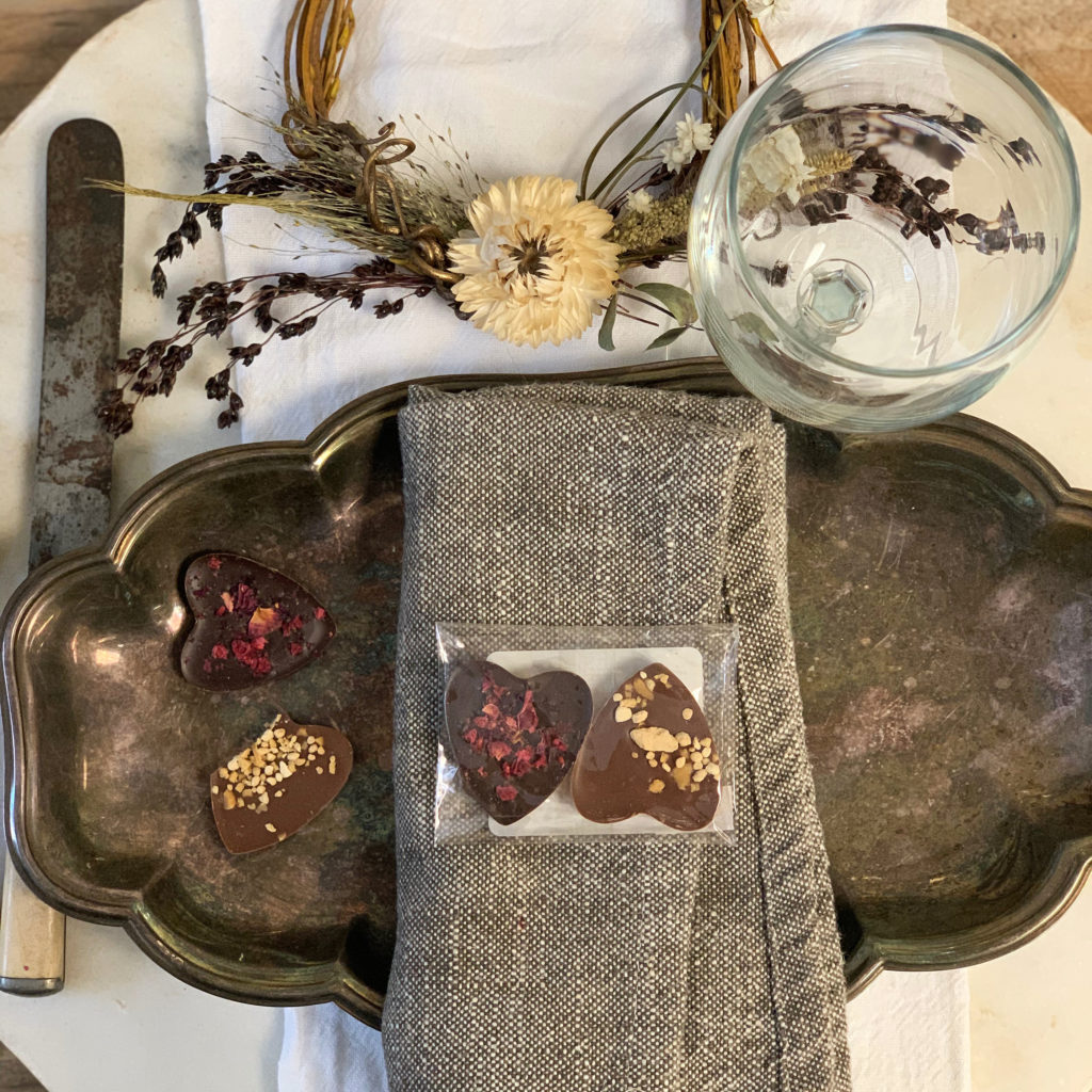 Heart mendiants on place setting