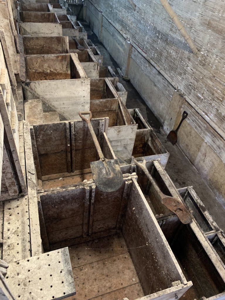 Bins for fermenting cacao in Ecuador