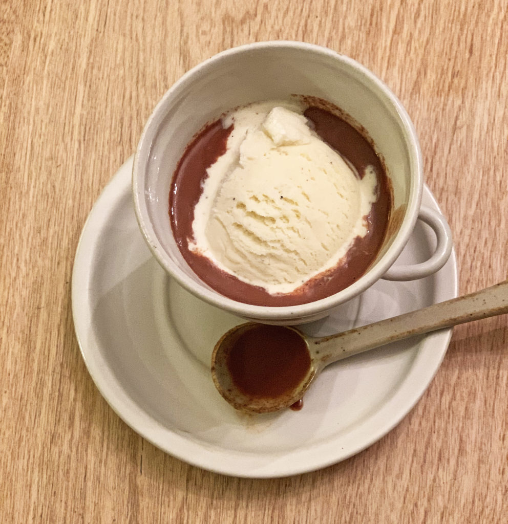 Affogato mocha - espresso and ice cream in a mug