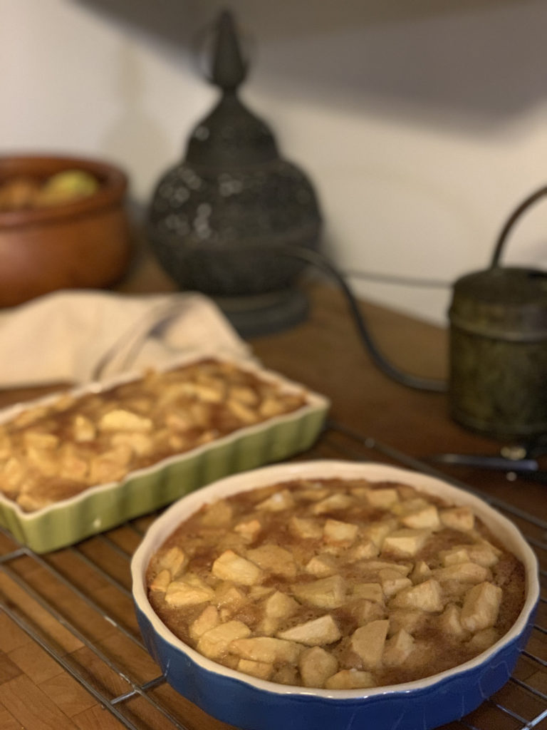 French apple cake fresh out of the oven