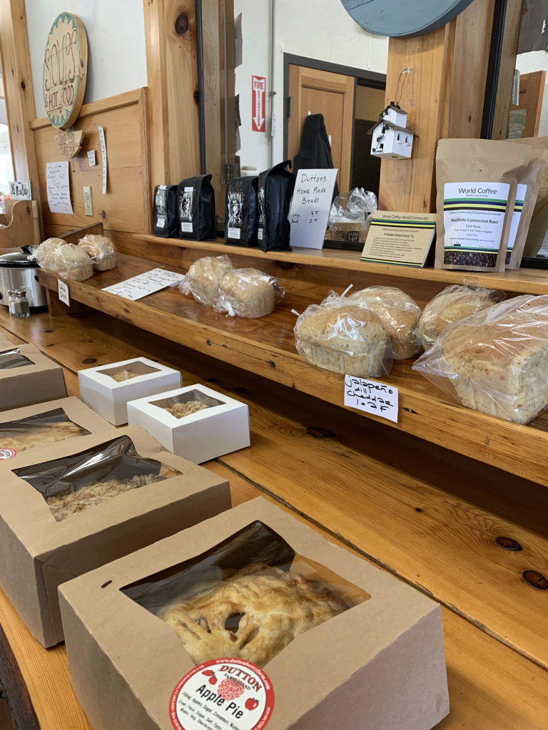 Dutton Farms display of fresh baked pies and pastry