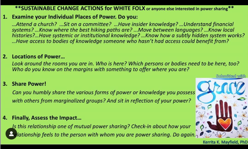 Solidarity in Justice and Equality - Sustainable change actions for white folx or anyone else interested in power sharing