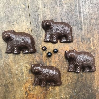 dark chocolates shaped like bears