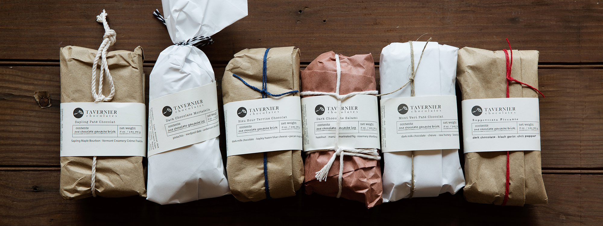 Lineup of all of Tavernier's chocolate charcuterie